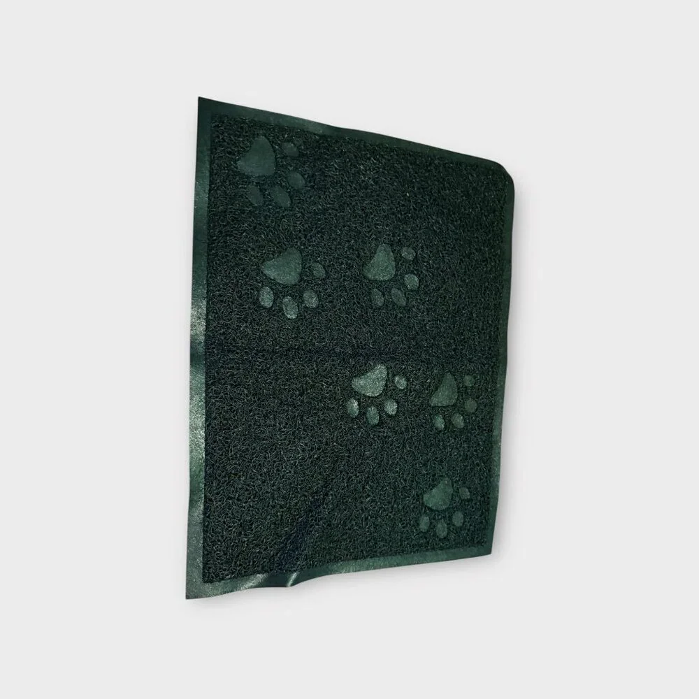 Black Paw Print Mat – 12” x 15.5” Dirt-Trapping Pet Entry Rug